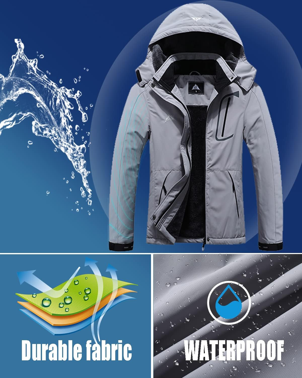 Women'S Waterproof Ski Jacket Warm Winter Coat Outdoor Windbreaker Hiking Snowboarding Jacket