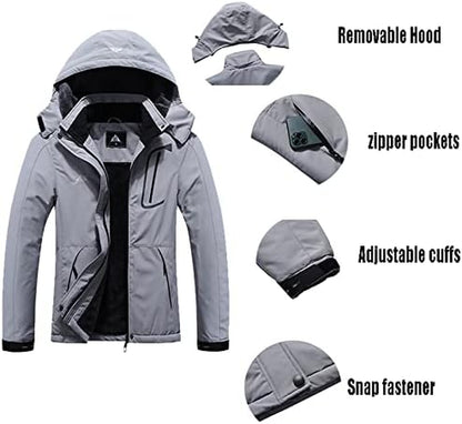 Women'S Waterproof Ski Jacket Warm Winter Coat Outdoor Windbreaker Hiking Snowboarding Jacket